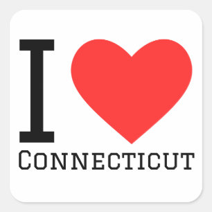 I kärlek Connecticut Fyrkantigt Klistermärke