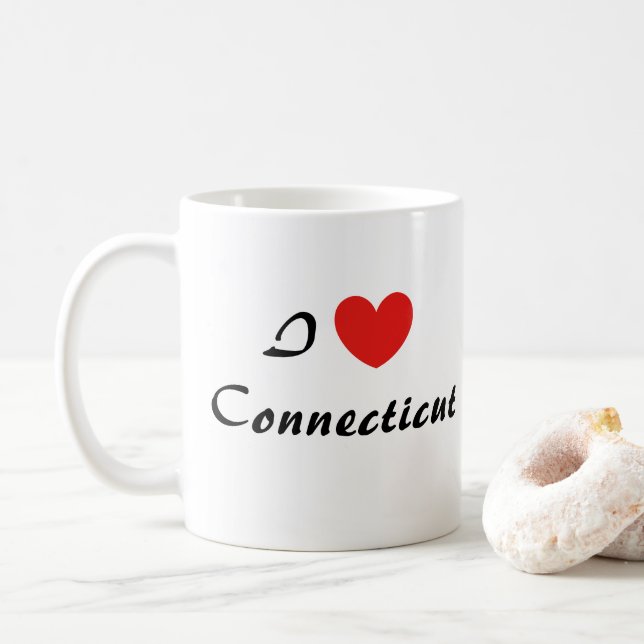 I Kärlek Connecticut Heart Typography Coffee Mugg (Med munk)
