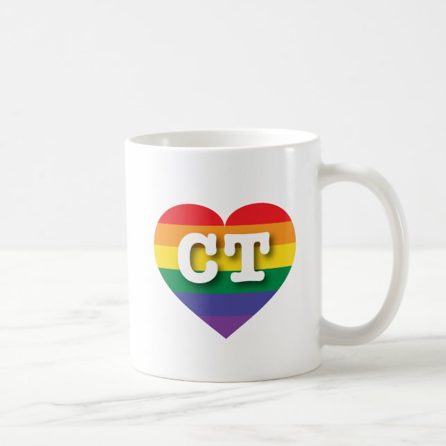 I Kärlek Connecticut Rainbow Heart Kaffemugg (Höger)