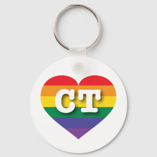 I Kärlek Connecticut Rainbow Heart Nyckelring