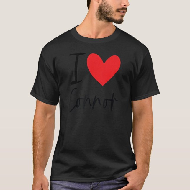 I Kärlek Connor Namn Heart Personlig Manar Guy Bff T Shirt (Framsida)