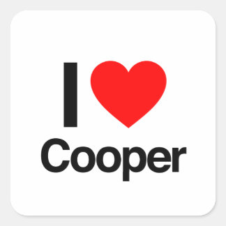 i kärlek cooper fyrkantigt klistermärke