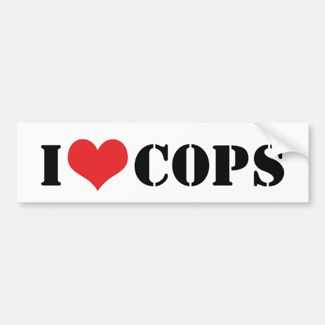 I Kärlek Cops Bumper Sticker Bildekal (Framsidan)