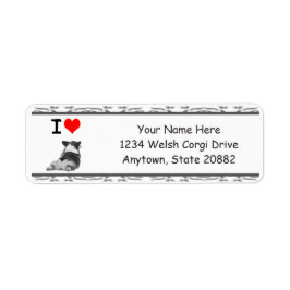 I kärlek Corgi Butts Returadress Etikett