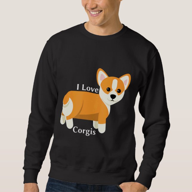 I Kärlek Corgis Coola Apparel Corgis Lång Ärmad Tröja (Framsida)