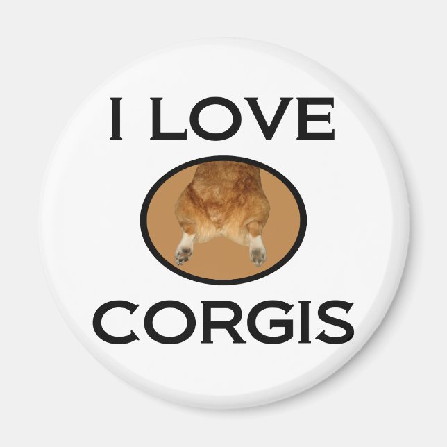 I Kärlek Corgis Corgi Butt Magnet (Framsidan)
