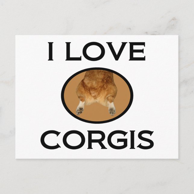 I Kärlek Corgis Corgi Butt Vykort (Framsida)