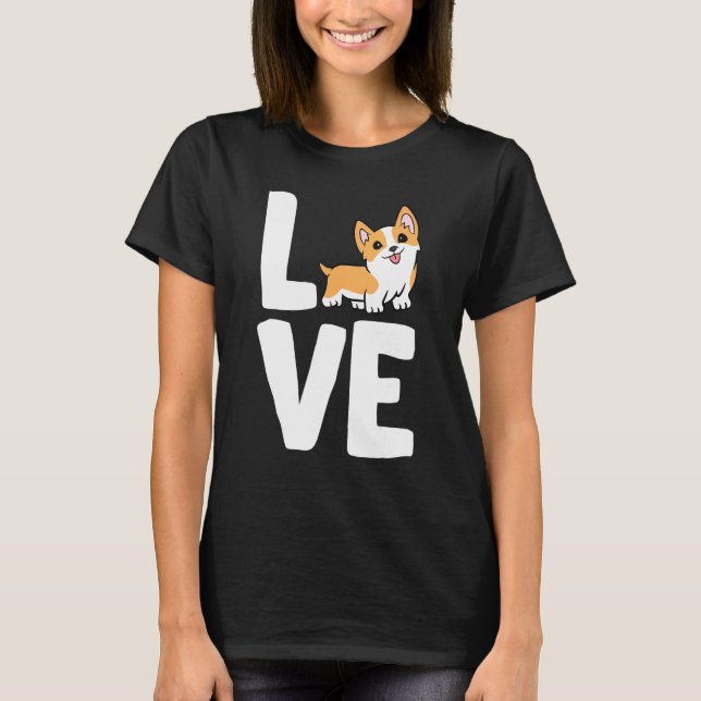 I Kärlek Corgis corgi hund T Shirt (Framsida)
