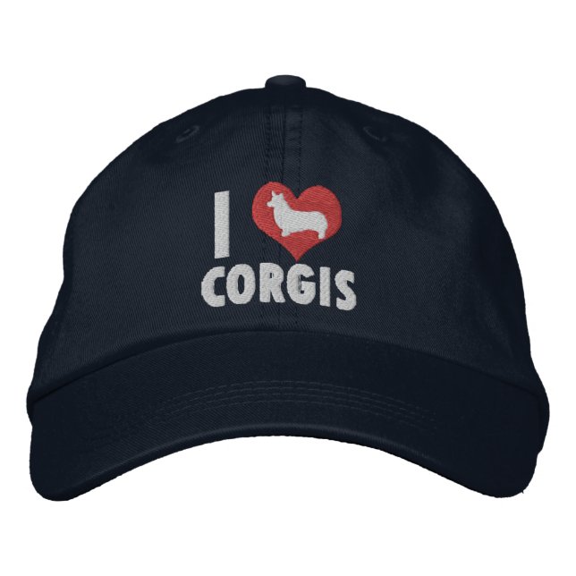 I Kärlek Corgis Embroized Hat Broderad Keps (Framsida)