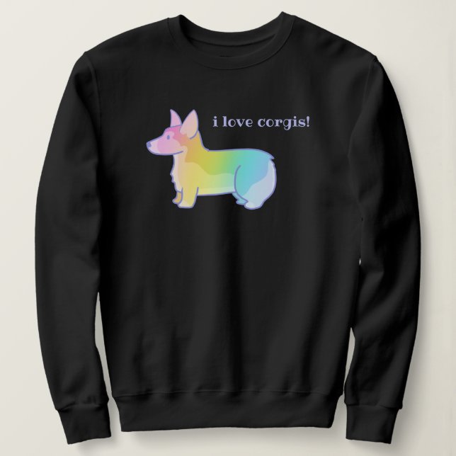 "I Kärlek Corgis" Rainbow Corgi Sweatshirt T Shirt (Design framsida)