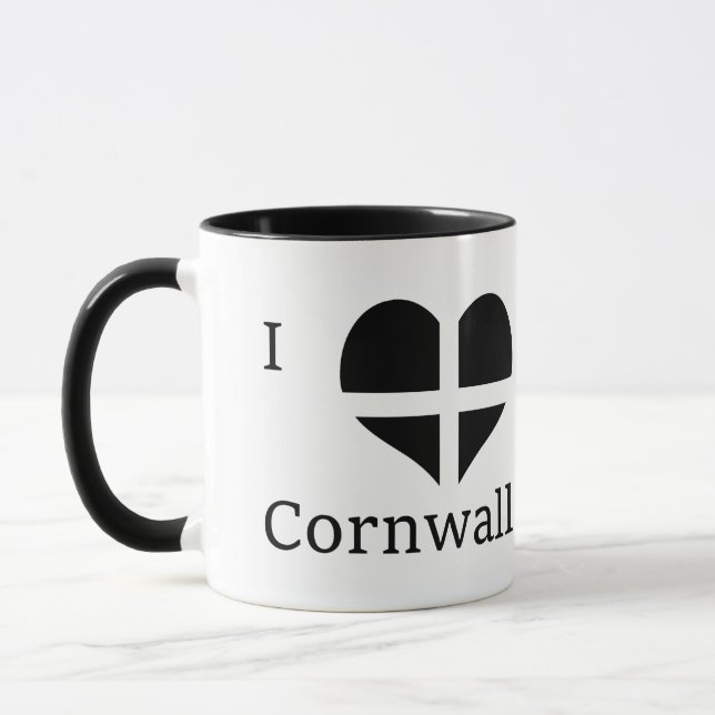 I Kärlek Cornwall Kernow St Piran Flagga Heart Des Mugg (Vänster)