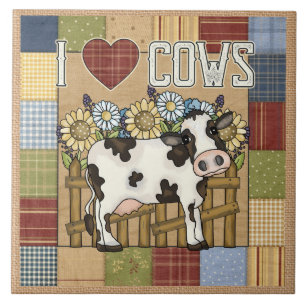 I Kärlek Cows Land Patchwork Kakelplatta