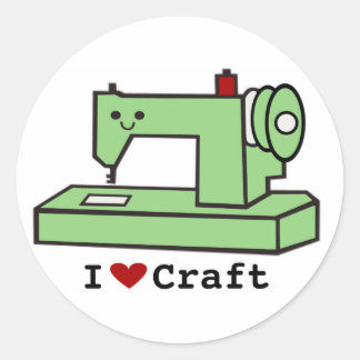 I Kärlek Craft-Kawaii Sewing Maskin Runt Klistermärke