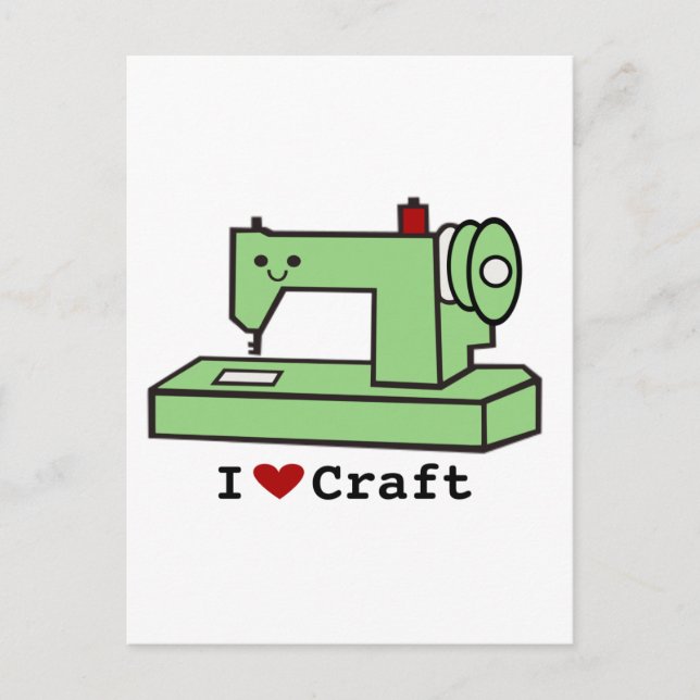 I Kärlek Craft-Kawaii Sewing Maskin Vykort (Framsida)