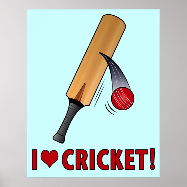 I Kärlek Cricket Fladdermus och Boll Poster (Framsidan)