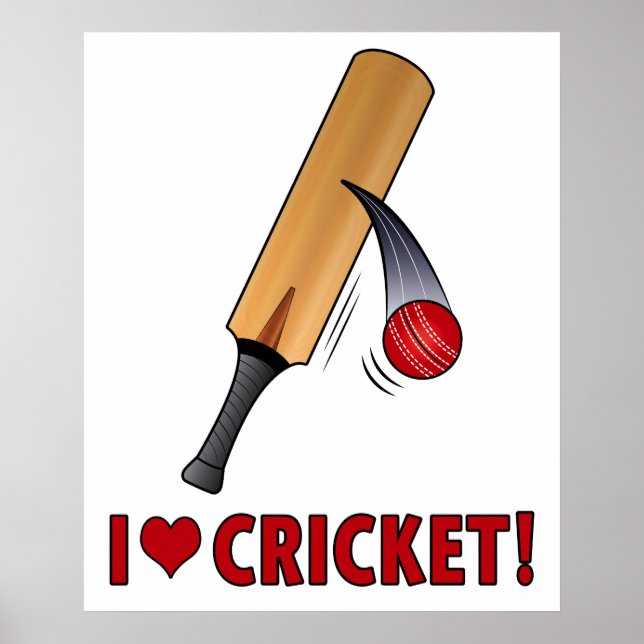 I Kärlek Cricket Fladdermus och Boll Poster (Framsidan)