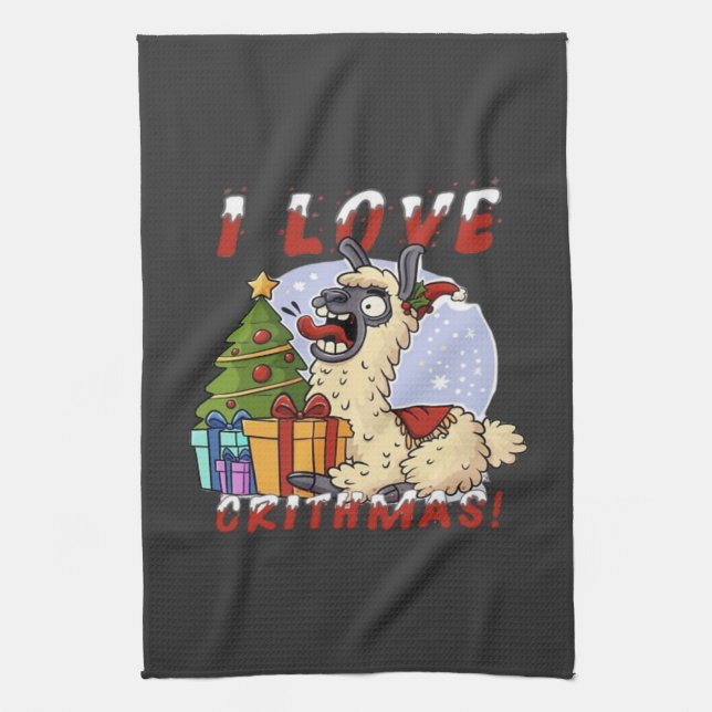 I KÄRLEK CRITHMAS Llama Kökshandduk (Vertikal)