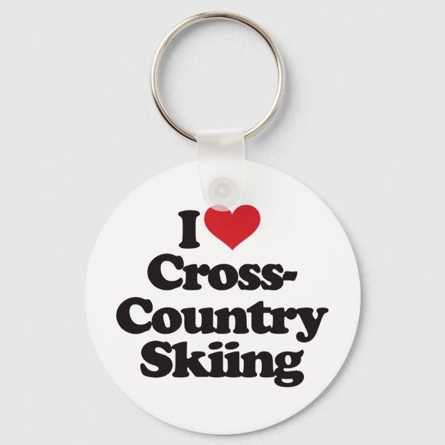 I Kärlek Cross country Skiing Nyckelring (Framsida)