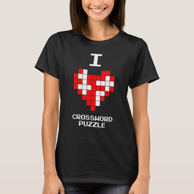 I Kärlek Crossword Puzzle T Shirt (Framsida)