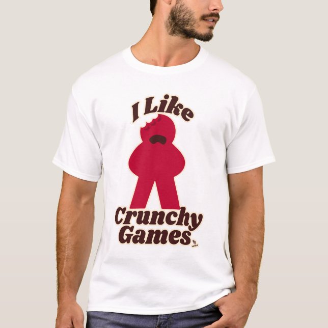I Kärlek Crunchy Games Roligt Meeple Art T Shirt (Framsida)