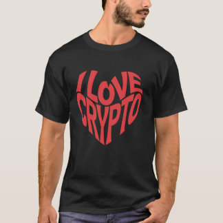 I Kärlek Crypto Retro Heart Typografi T Shirt
