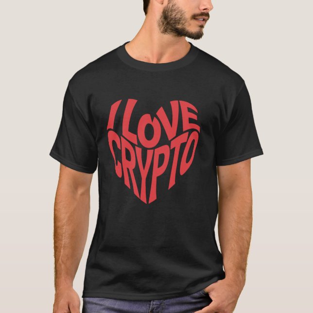 I Kärlek Crypto Retro Heart Typografi T Shirt (Framsida)