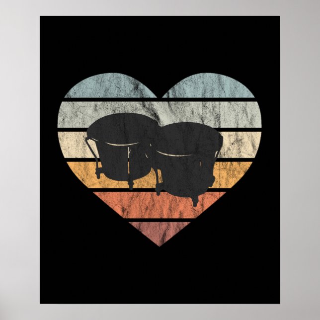 I Kärlek Cuban Bongo Drums Poster (Framsidan)