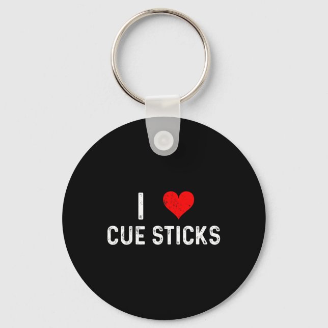 I Kärlek Cue Sticks - Heart - Distress Billiards P Nyckelring (Framsida)