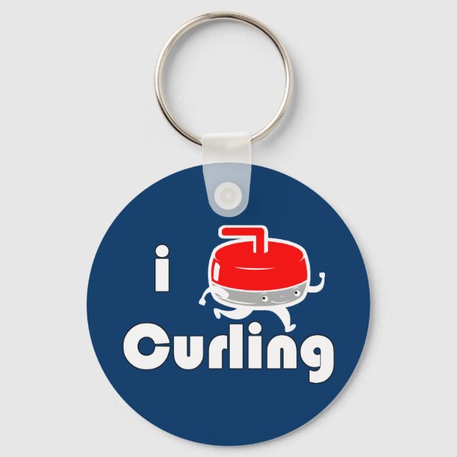 [ I KÄRLEK CURLING ] Vintage design efter SKO Nyckelring (Framsida)