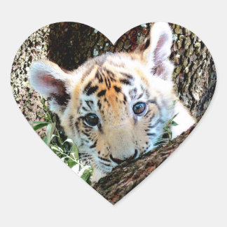 I Kärlek Cute Baby Tiger Unge Hjärtformat Klistermärke