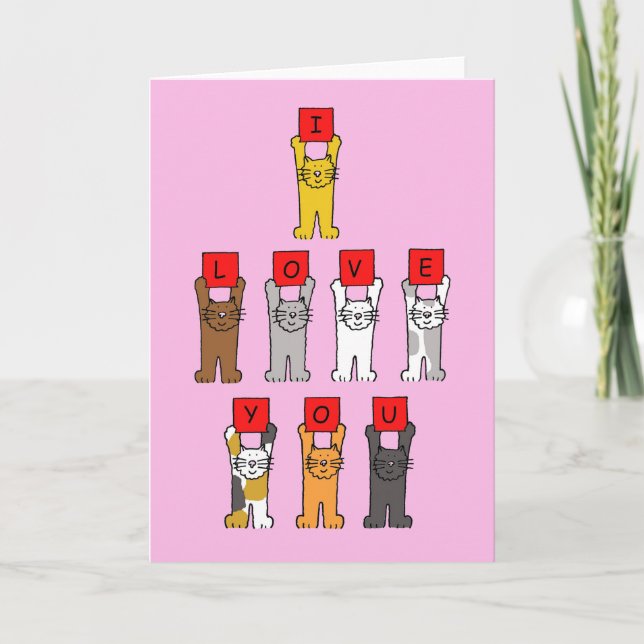 I Kärlek Cute Cats Helgkort (Framsida)