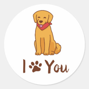 I Kärlek Cute Cute Golden Retriever Tass Runt Klistermärke
