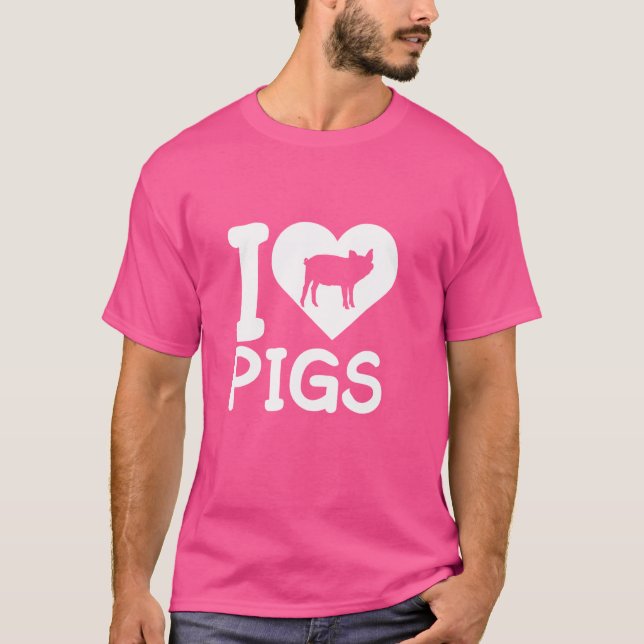 I Kärlek Cute Grisar Heart Piggy Piglet Älskare Gr T Shirt (Framsida)