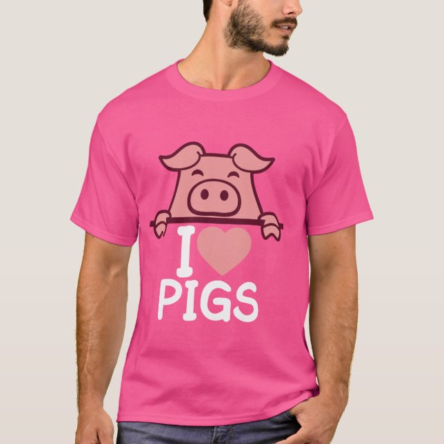 I Kärlek Cute Grisar Heart Piggy Piglet Älskare Gr T Shirt (Framsida)