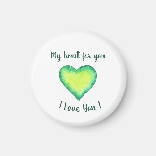 I Kärlek Cute Grönt och Blue Heart Birday Magnet