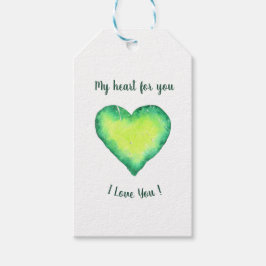 I Kärlek Cute Grönt och Blue Heart Birday Presentetikett