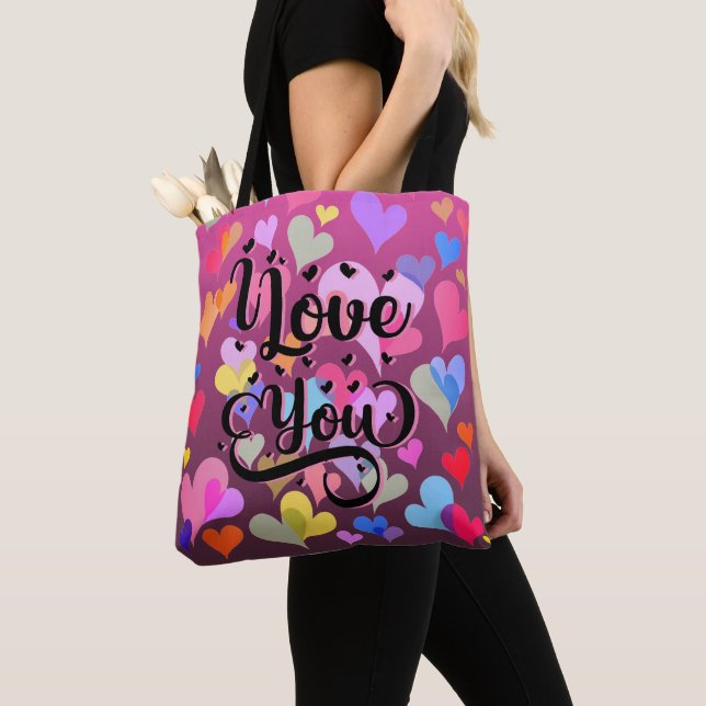 I Kärlek Cute Heart Elegant Colorful Cheerful Tygkasse (Närbild)