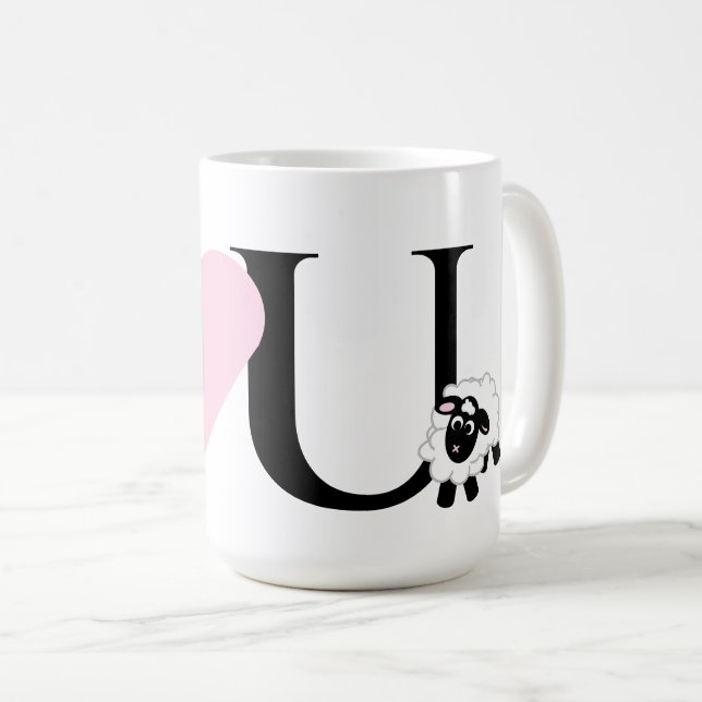 I kärlek Cute Tecknad Sheep Kaffemugg (Framsida höger)