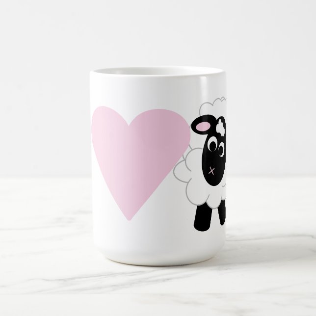 I kärlek Cute Tecknad Sheep Kaffemugg (Center)