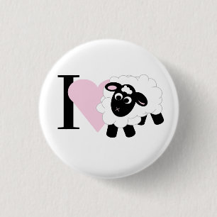 I kärlek Cute Tecknad Sheep Knapp