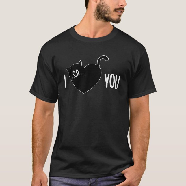 I Kärlek Cute Valentine Day Cat T Shirt (Framsida)