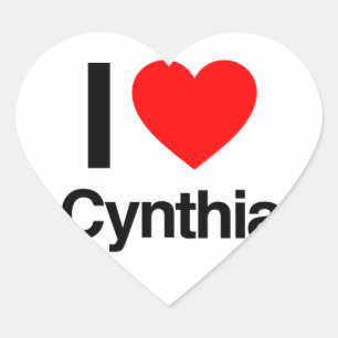 i kärlek cynthia hjärtformat klistermärke