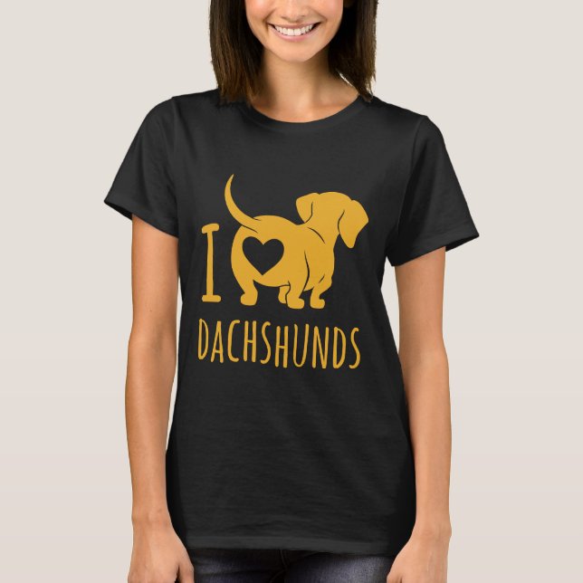 I Kärlek Dachshund Butt Brown T Shirt (Framsida)