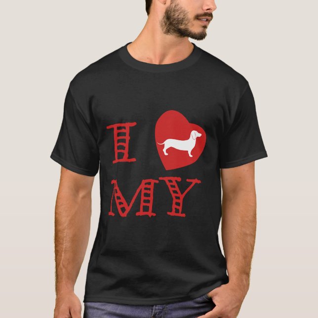 I Kärlek Dachshund T Shirt (Framsida)