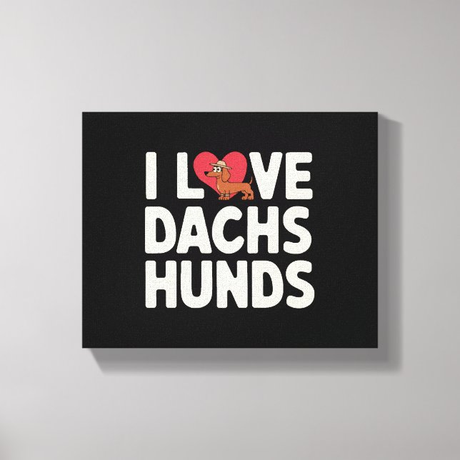 I Kärlek Dachshunds Cute Tecknad Canvastryck (Framsida)
