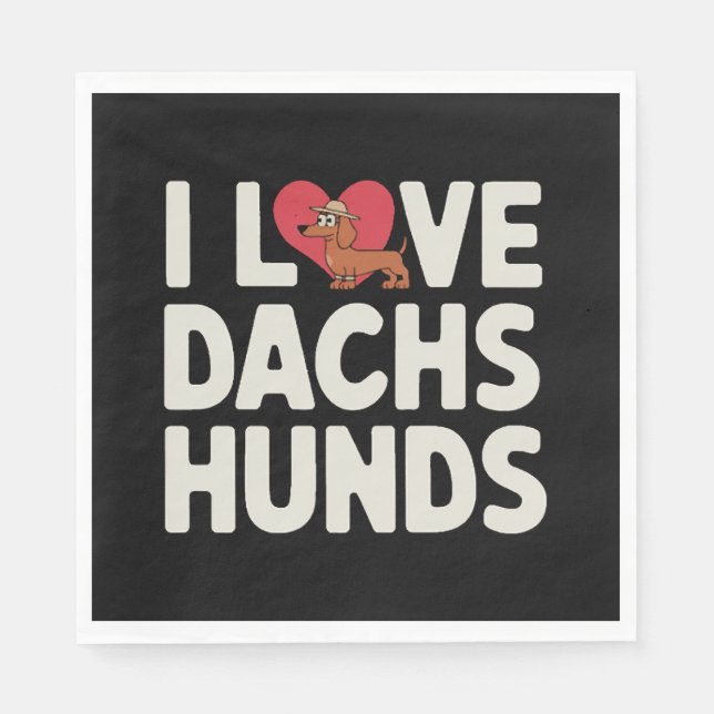 I Kärlek Dachshunds Cute Tecknad Pappersservett (Framsidan)