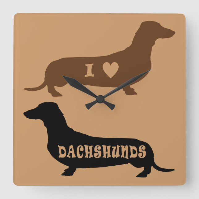 I Kärlek Dachshunds Fyrkantig Klocka (Framsida)