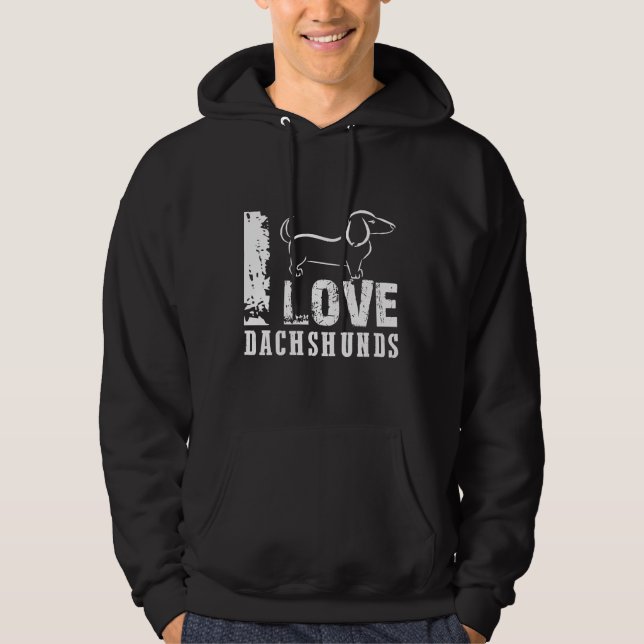 I Kärlek Dachshunds Hoodie (Framsida)