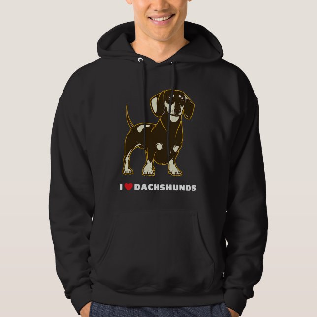 I Kärlek Dachshunds Hund Art Hoodie (Framsida)