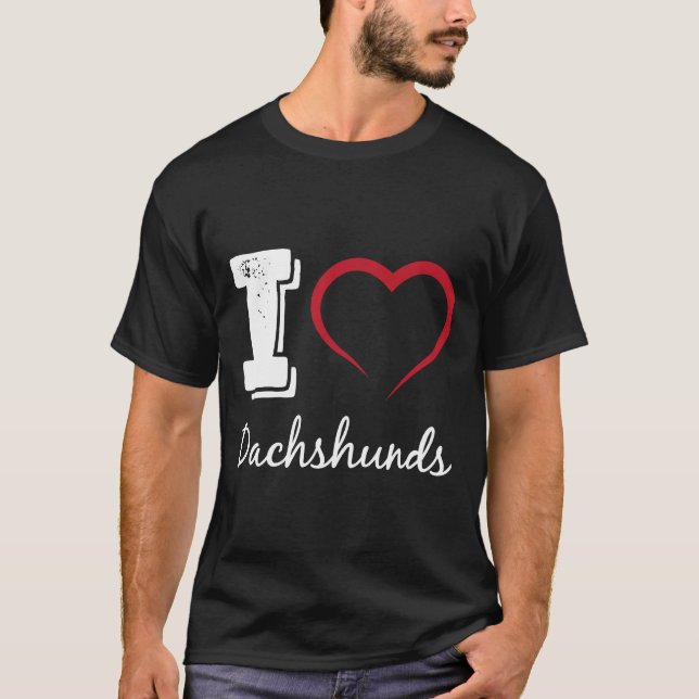 I Kärlek Dachshunds Hund T Shirt (Framsida)
